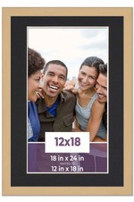 12x18 Frame Natural With Black Picture Mat For 12x18 Photo - Natural 18x24 Frame
