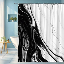 Black and White Marble Shower Curtain - Stylish Bathroom Decor