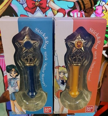 Sailor Moon Bandai Stick and Rod Wand Sailor Venus & Sailor Mercury Lot