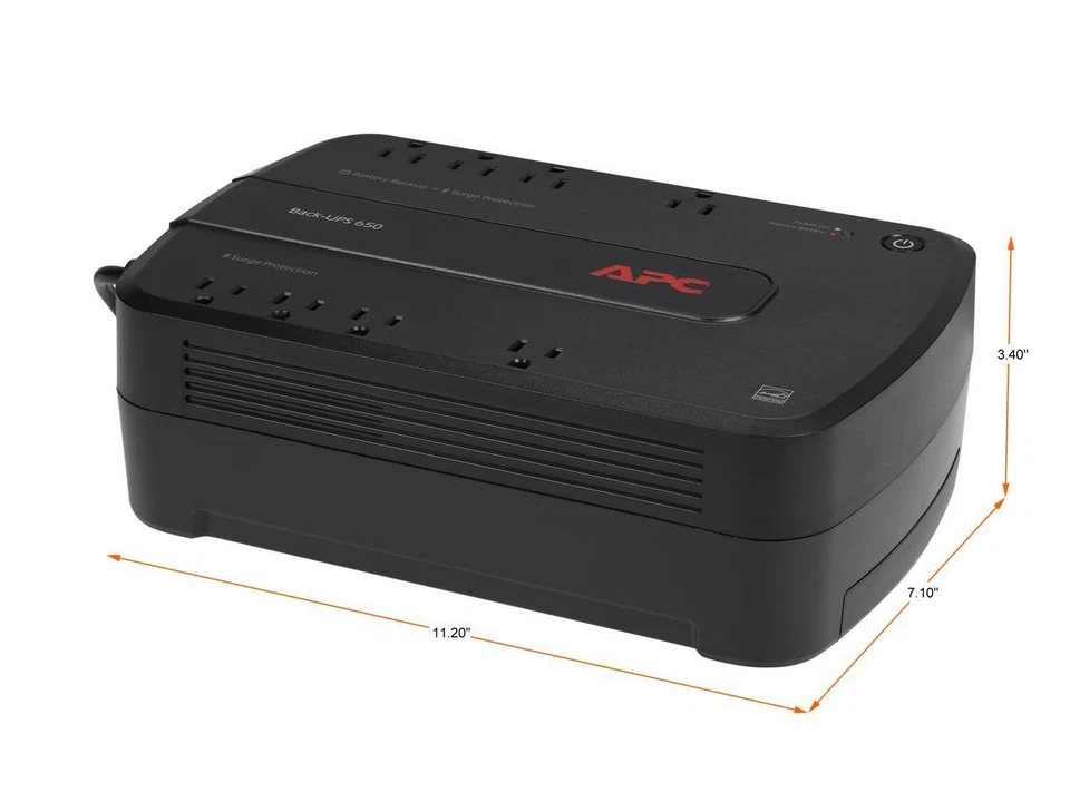 APC BE650G1 Back-UPS 650 VA 8-outlet 340 Joules Surge Energy Rating Data Line - Image 3 of 4