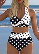 Damen Bikini 2-teilig Neckholder High-Waist g...