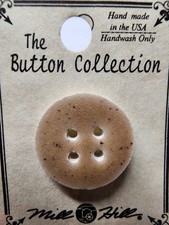 DIY Mill Hill Ceramic Button - Med Round Speckled Brown Button