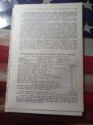 #ad 1910 Train Report INTERNATIONAL amp; GREAT NORTHERN RAILROAD Troupe Calvert Texas $10.95