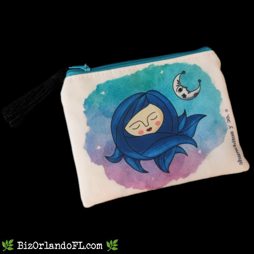 ARTISANAL GIFTS Watercolor Design Coin Purse Small NEW Turquoise Floral Interior