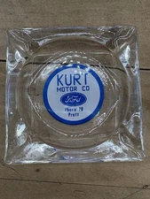 Vintage Ford Automobile Glass Ashtray Kurt Motor Company Pratt