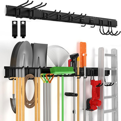 64''  Wall Mount Tool Storage Rack, 15 PCS Heavy Duty Steel Yard Garden Tool Orga