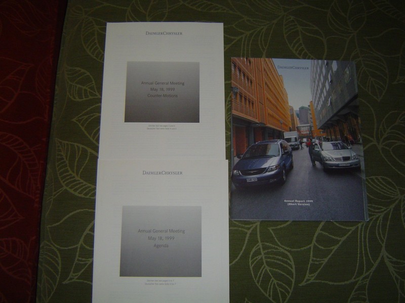 1999 DaimlerChrysler Annual Report short version history of the auto Company