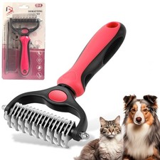 BeautyTrack Peine Dematting para Perros y Gatos, Cepillos Rastrillo de Acicalamiento de Mascotas 17+9 Rosa