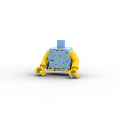 Knotted Shirt with Pineapples, Yellow Neck and Stomach   LEGO  Minifigures / MT