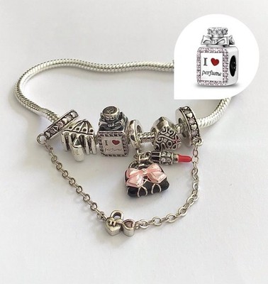 Charm Anhänger I   Perfume m. Herzschloss Accessoires + Edelstahl Armband  
