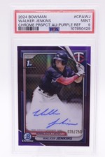 WALKER JENKINS 2024 BOWMAN CHROME 1ST AUTOGRAPH PURPLE AUTO 035/250 PSA 9 Twins