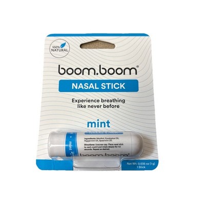 NEW BoomBoom All Natural Aromatherapy Breathe Nasal Inhaler Stick Mint 0.035 OZ