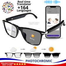 Bluetooth Smart Glasses with Speakers Eyewear Music translator Headphones Black