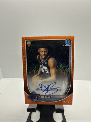 #ad Topps 2025 26 Chrome Ace Bailey Jazz Orange Shimmer RC Auto 25 $425.00