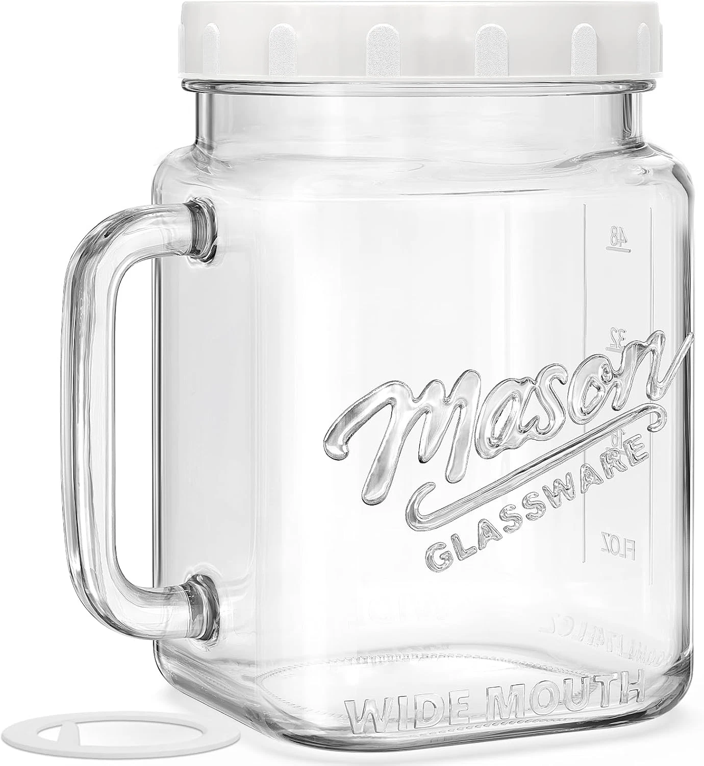 74 Oz/2160 Ml Glass Jar with Lid, Wide Mouth Airtight Glass Storage Jar, Quart P