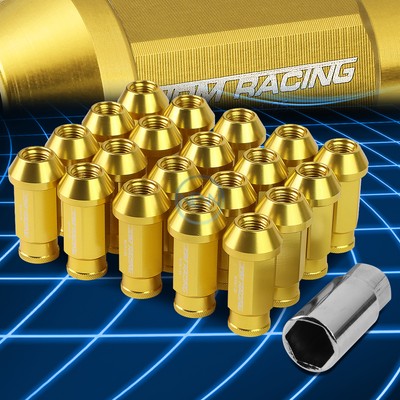 Universal M12x1.25 6-Point Spline Open End Gold 25mm OD Lug Nuts/Set+Lock Key