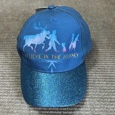 Disney Frozen Blue Hat Kids Ball Cap Glitter Brim Olaf Sven Kristoff Anna Elsa