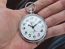 SEIKO PRECISION SECOND SETTING Pocket Watch Manual Winding White Dial