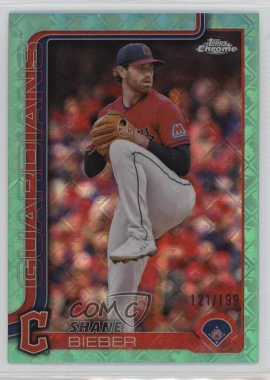 2025 Topps Chrome Logofractor Edition Aqua Refractor /199 Shane Bieber #13 h2j