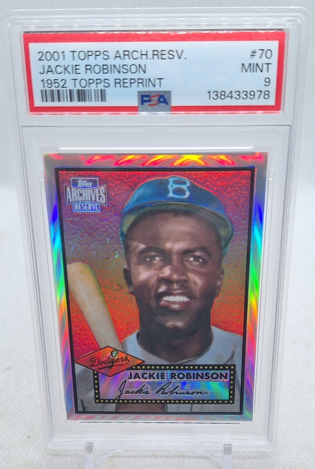 JACKIE ROBINSON 2001 TOPPS ARCHIVES RESERVE 1952 TOPPS REPRINT PSA MINT 9 No.70