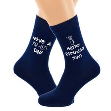 Personalised Birthday Par Fect Golf Men's Navy Blue Socks UK Size 5-12 -N1050