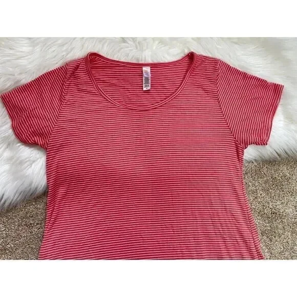 Camiseta para mujer LuLaRoe talla XS manga corta cuello redondo rayas blancas Foto 2 de 4