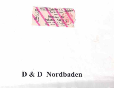 Ticket / Eintrittskarte  63/64   RL   VfV Hildesheim - Hannover 96