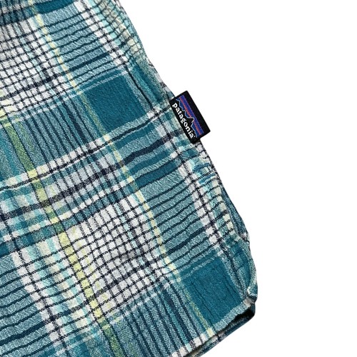 Patagonia A/C AC Lightweight Teal Blue Green Plaid Button S/S Shirt Mens Large - Picture 5 of 9
