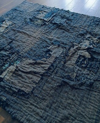 Boro japan vintage indigoThick decadent rag rug from the early