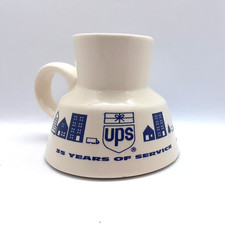 UPS VINTAGE No Spill Coffee Cup Mug ceramic united parcel service 35 years EUC