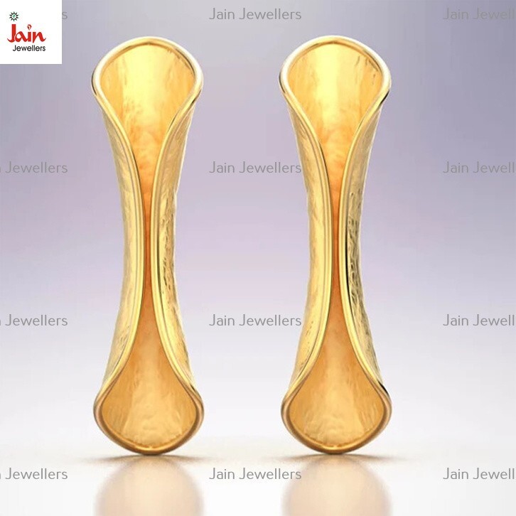 18 Kt Real Solid Gold Italy Long Statement Screw Back Drop Earrings