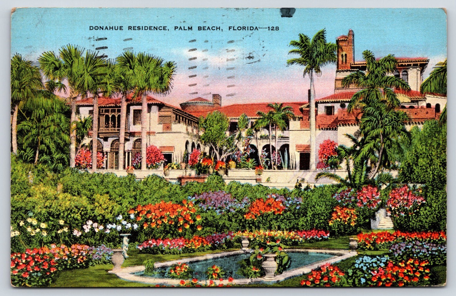 Vintage Postcard POSTED Donahue Residence Palm Beach Florida eBay