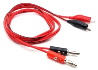 Pair 1m Banana Plug to Crocodile Clip Lead Cable Red & Black Alligator Clips
