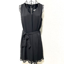 CALVIN KLEIN Dress Womens 10 Black Chiffon Sash Party Whimsigoth Dark Feminine