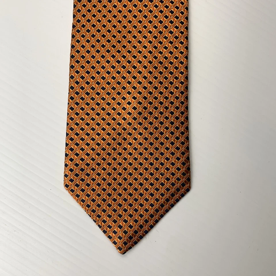 Corbata de seda jacquard NAUTICA para hombre talla 3,5" x 58" naranja azul foulard corbata iglesia Foto 2 de 4
