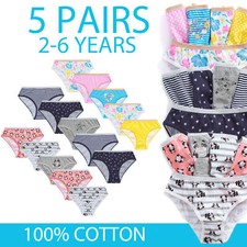 Girls Underpants 100% Cotton Briefs Age 2-3 3-4 4-5 6 Knickers Underwear 5 Pack 