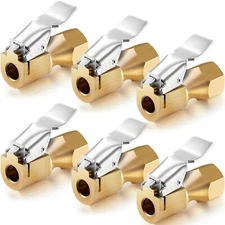 6 Pieces Brass Air Chuck Open Flow Straight Tire Chuck with Clip for Tire Inf...