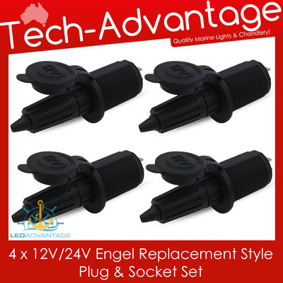 4 X 12V 24V CARAVAN BOAT ENGEL REPLACEMENT LOCKING RECESSED SOCKET ...