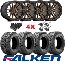FUEL REBEL 6 BRONZE WHEELS RIMS TIRES 33X12.50R17 FALKEN WILDPEAK RT01 PACKAGE
