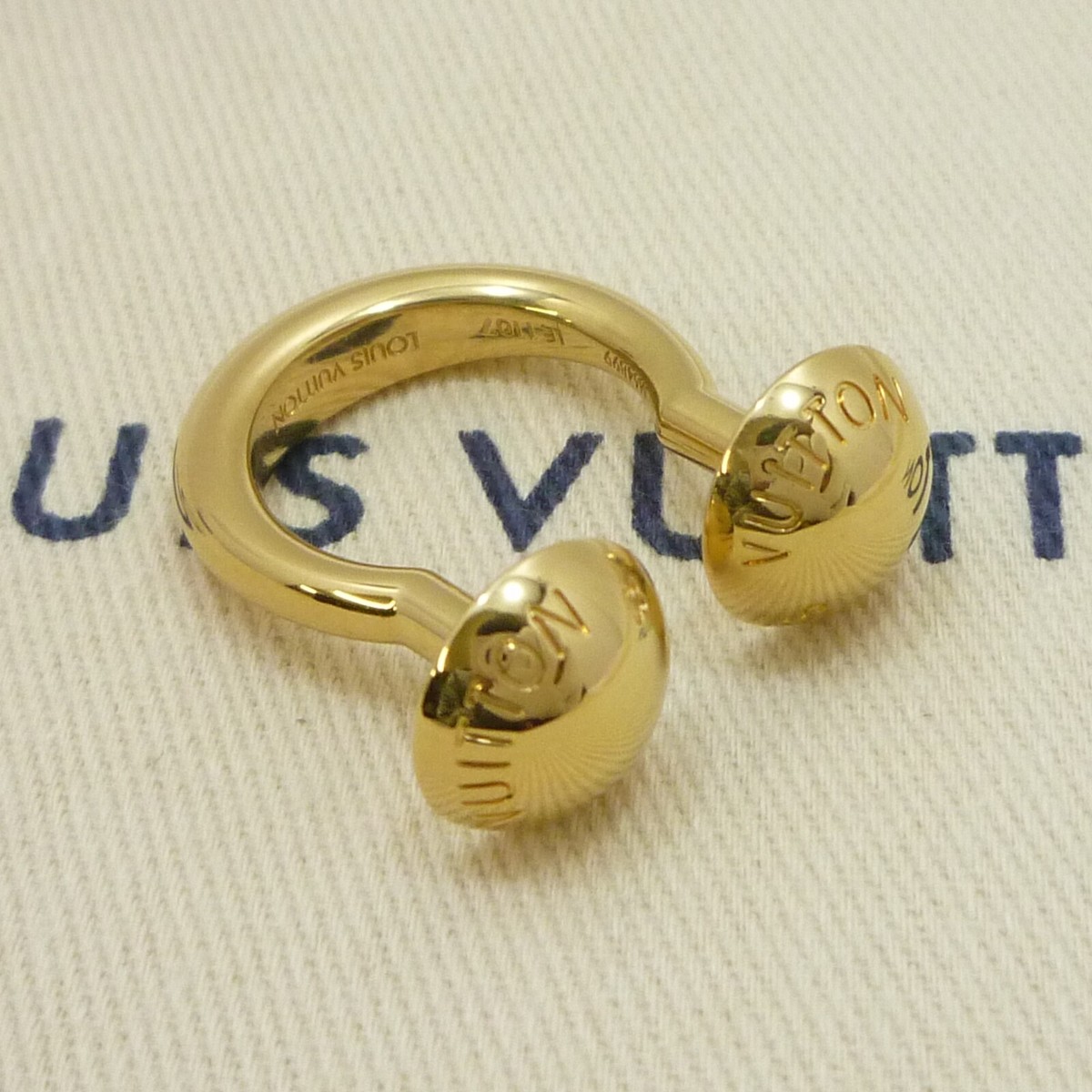 Auth LOUIS VUITTON Berg Studdy Ring with Case Gold Brass Auth LOUIS VUITTON Berg Studdy Ring with Case Gold Brass