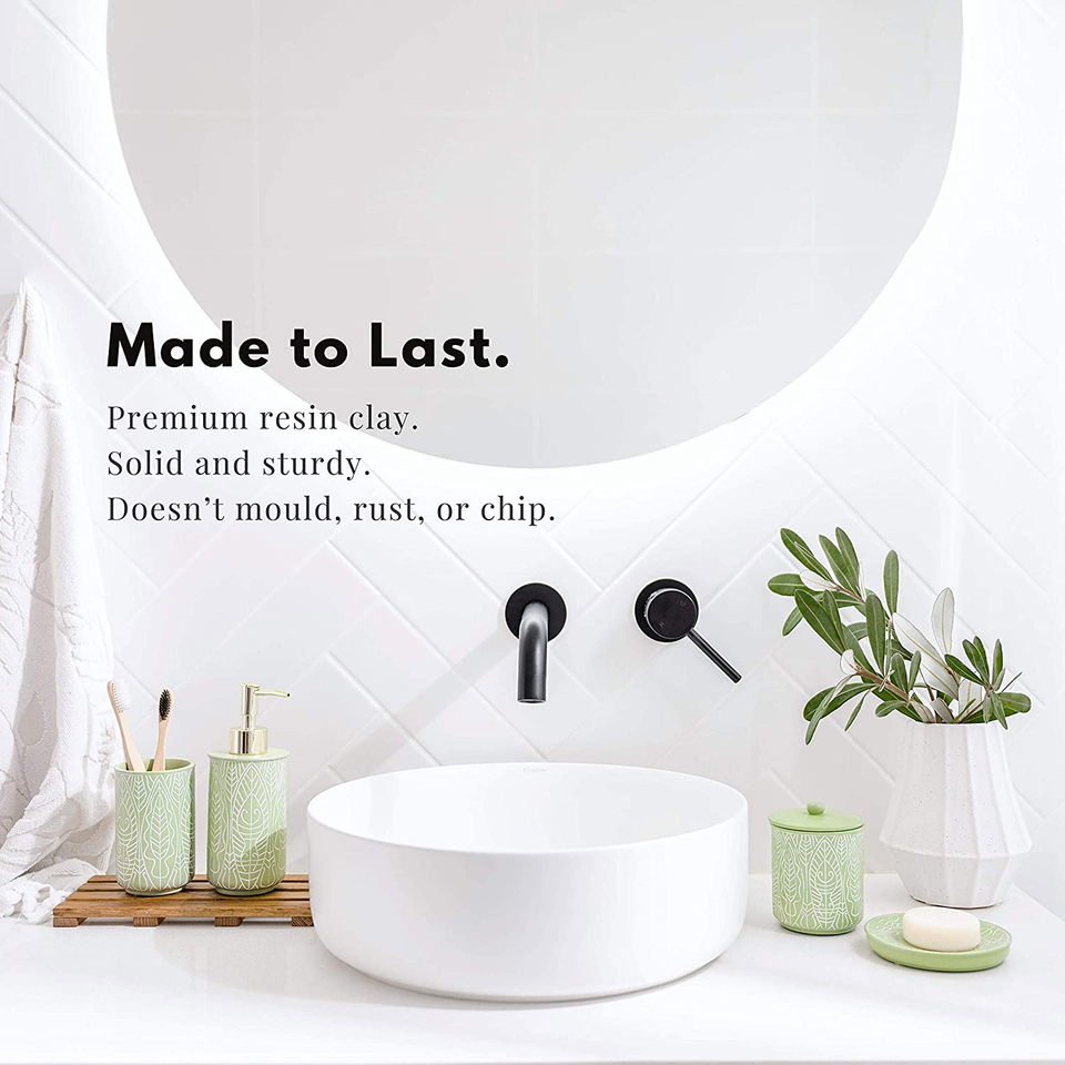 Premium Pastel Green Bathroom Accessories Set, Green, Boho Decor