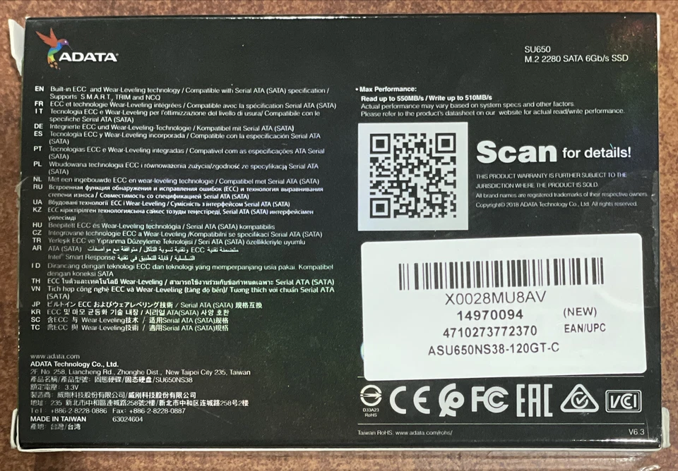 ADATA Ultimate Series SU650 Internal SSD 120GB SATA III 2.5" 3D NAND 520MBps - Image 2 of 4