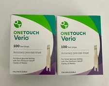200 One Touch Verio Test Strips 2 Boxes Of 100 Each. Exp 02/28/2027 & 01/31/2027