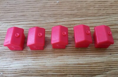 5x Monopoly Original Ersatzteil Spielfiguren 5 rote Hotels