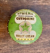 Vintage Face Cream Tin ~ Franco American HYGIENIC CUTIGIENE TOILET CREAM Chicago