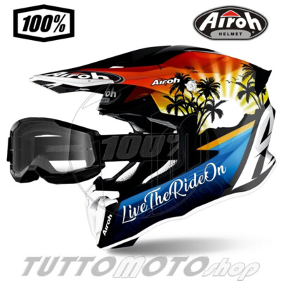 Casco da CROSS AIROH TWIST 2.0 LAZYBOY + Maschera 100% TRASPARENTE BLACK TG  M | eBay