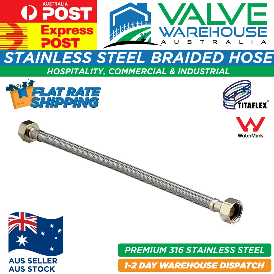 Stainless Steel Braided Hose – FxF – Watermarked 1/2" 3/4" 1" - image 2 of 4