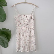 Reformation Kiernan Ruffle Mini Dress Linen Smocked Back Floral Size 10