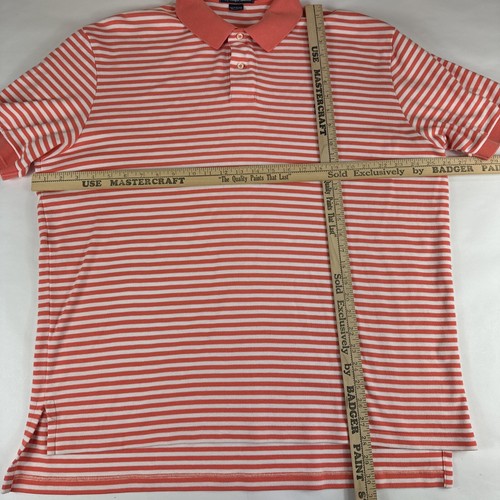 Polo Ralph Lauren Golf Shirt Mens Sz XL Salmon Pink Striped 1/4 Button Blue Pony - Picture 4 of 10