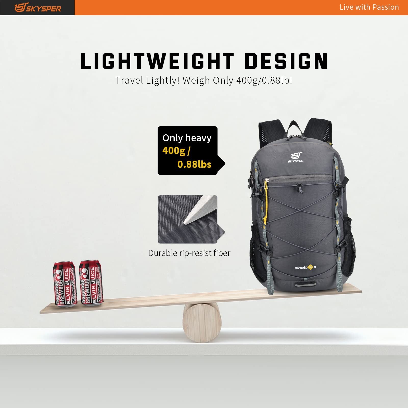 SKYSPER Packable Hiking Backpack 30L Lightweight Daypack Travel Backpacks for...